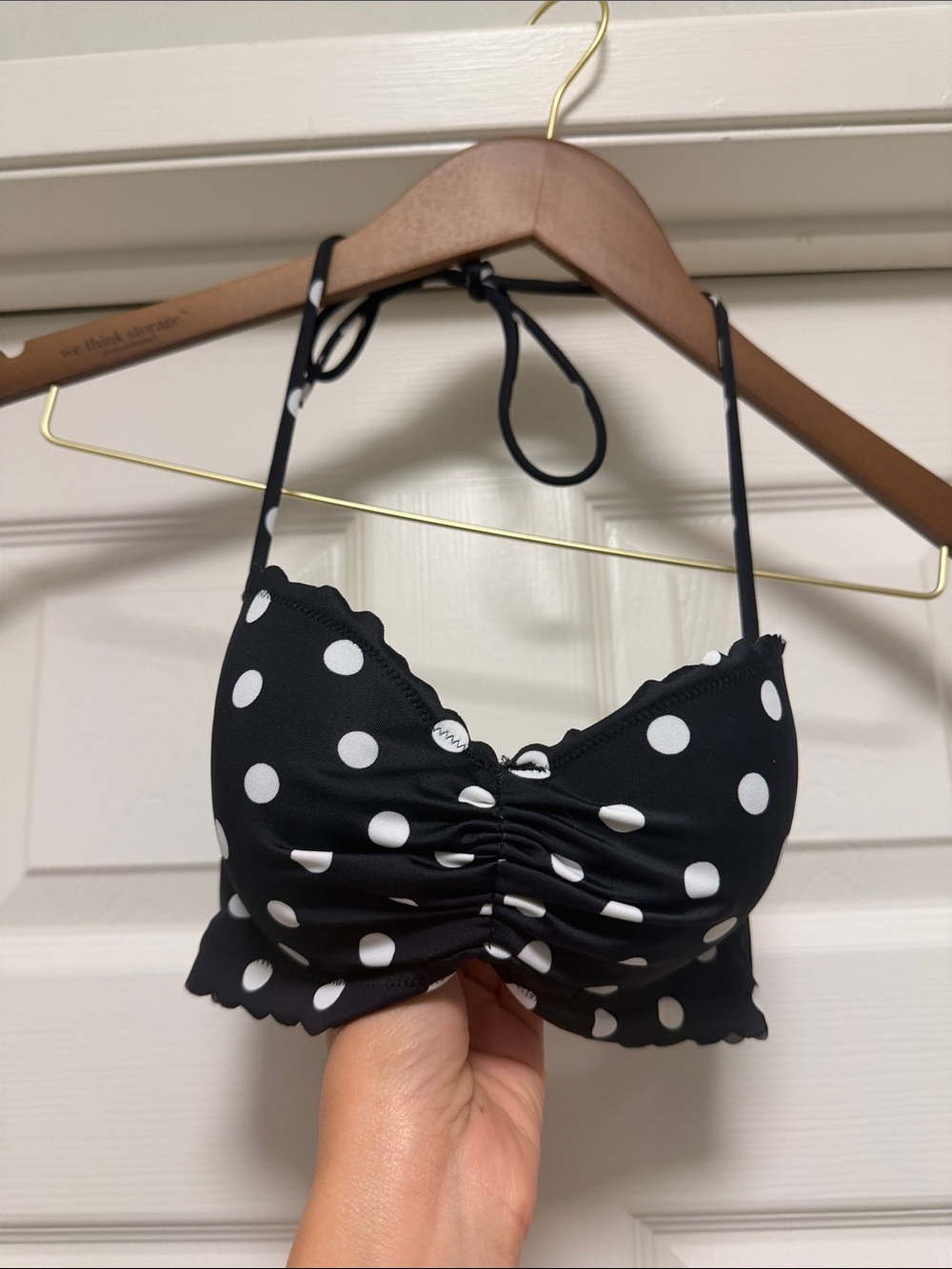 Victoria's Secret Black & White Polka Dot Halter swimsmuiy